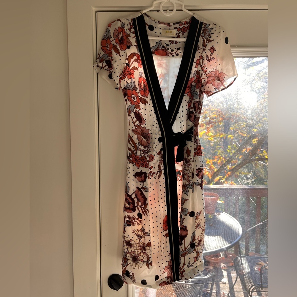 EUC Maeve by Anthropologie Midi Wrap Dress Navy floral size small